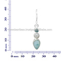 Larimar And Sky Blue Topaz With Pearl Gemstone 925 Sterling Silver Earring